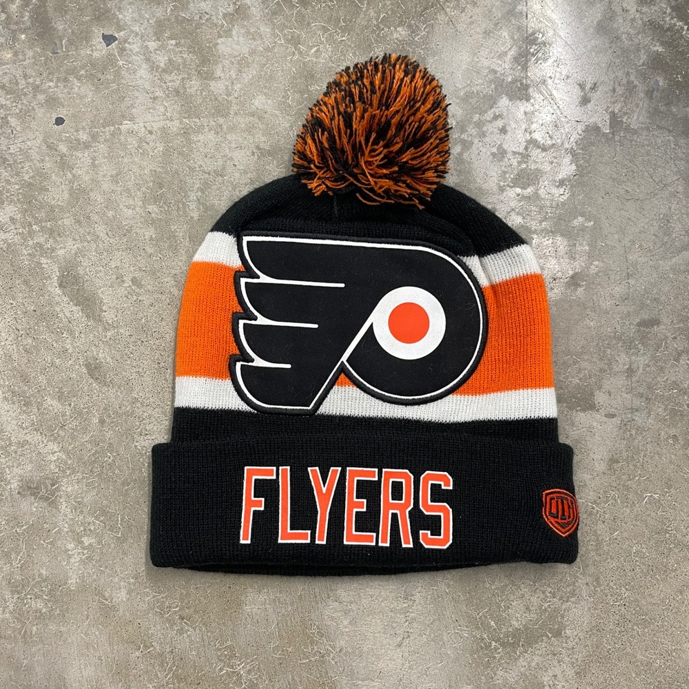 Philadelphia Flyers Shayne Gostisbehere 53 Pom Beanie Hat Black Orange OTH